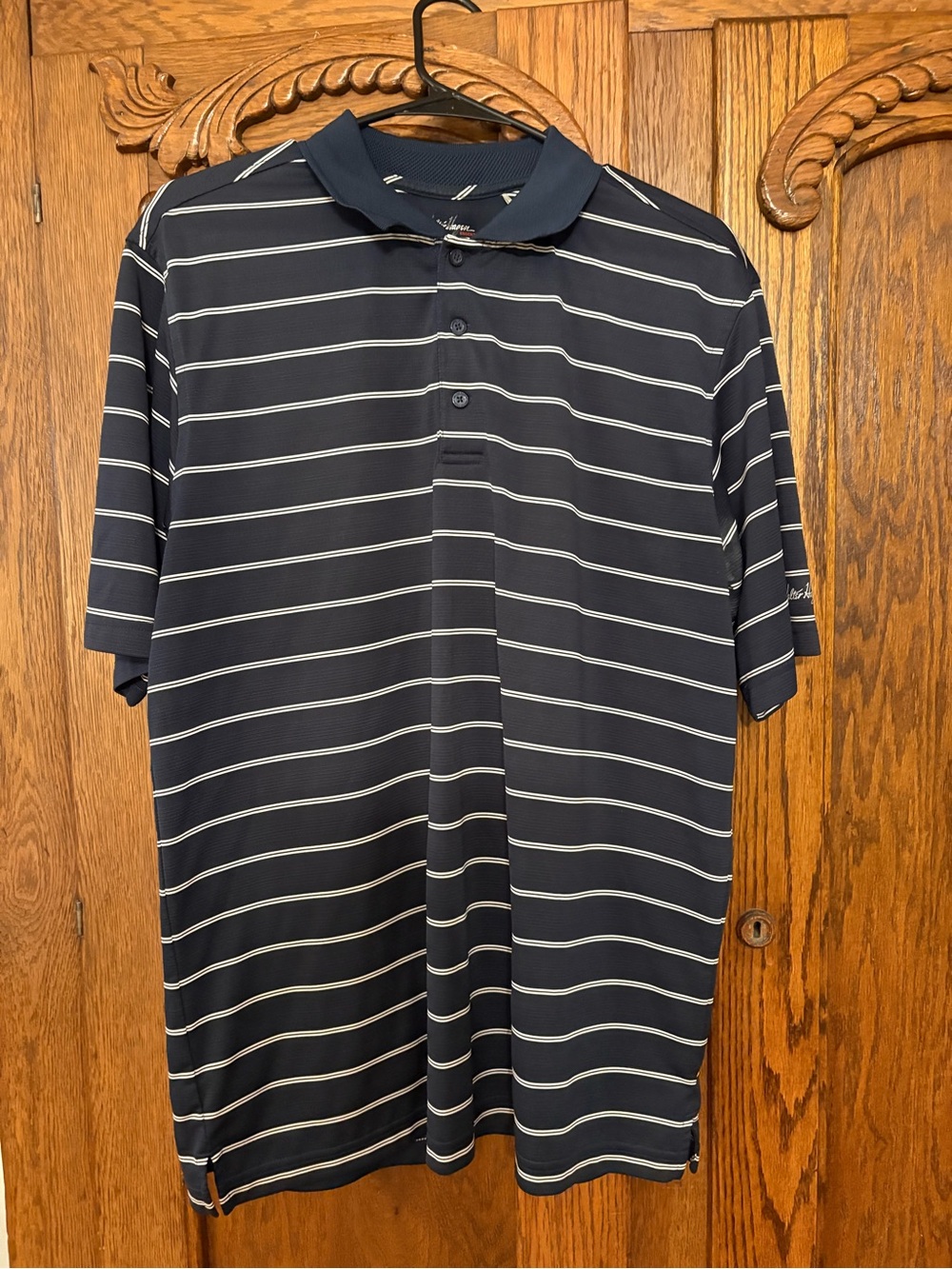 Men's Navy Blue Striped Polo Shirt